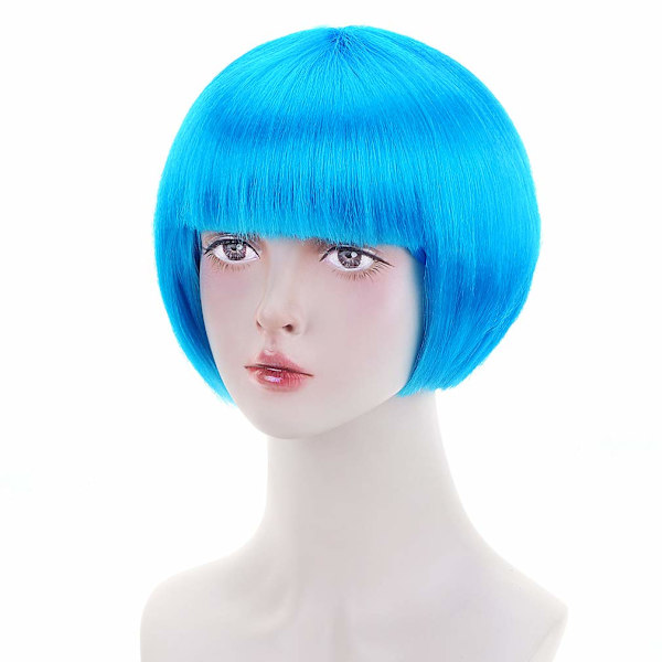 Lyseblå Wathet kort bob cosplay flapper parykk - syntetisk kostyme