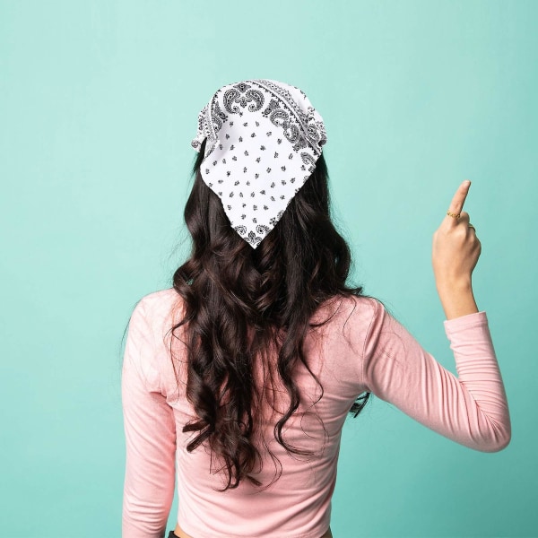 4 stycken elastiska hårscarfs pannband tryck vintage turban hårscarfs bomull huvudband triangel halsduk huvud