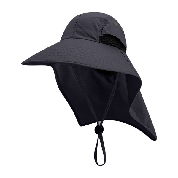 Black 1 x Men's Sun Hat with Flap for Fishing Hiking