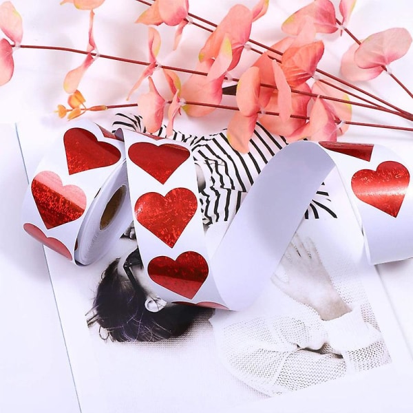 Hjerteklistermærker, røde hjerteformede klistermærker Valentinsdag Kærlighedsdekoration