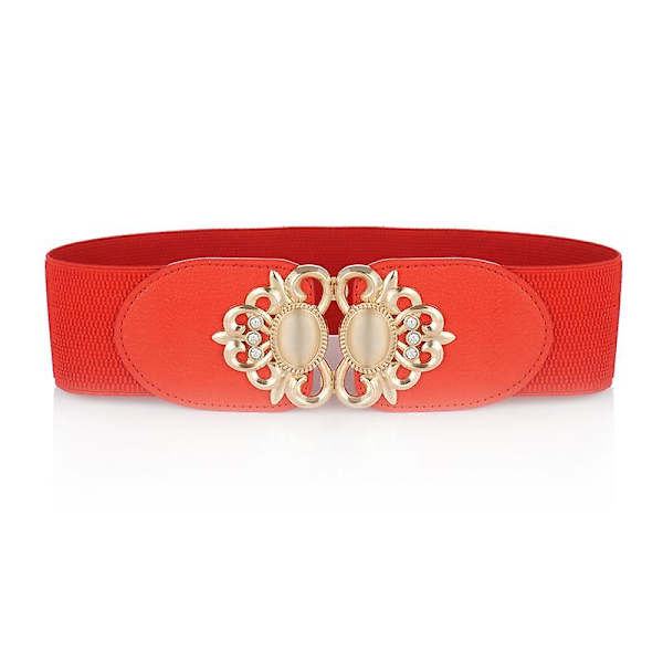 Vindjacka Elastisk Bred Dammidjeband En Mångfald Legering Spänne Retro Bälte All-match Klänning Dam Accessoar（95CM Stil 3）