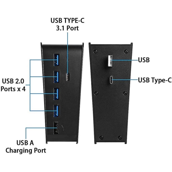 Ps5 USB Hub Extender 5-portars överföringsexpansionsadapter Converter Splitter（svart）