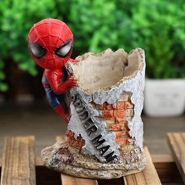 Kynäteline, Vintage Spiderman Seisova Kynäkynäkuppi, Hartsi Pöytä Tai