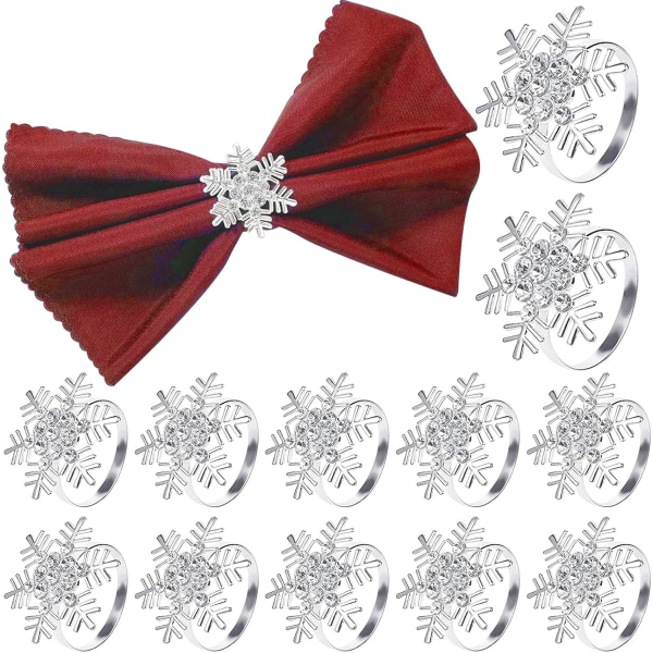12 delar jul servettringar, Silver Snowflake servetthållare