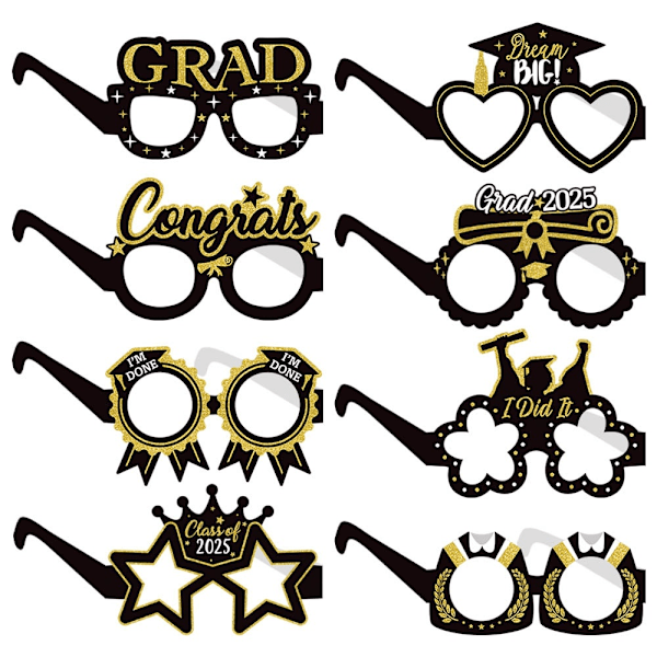 8 stk. 2025 Graduation Party Briller Graduation Briller Fotorekvisitter Graduation Party Utstyr