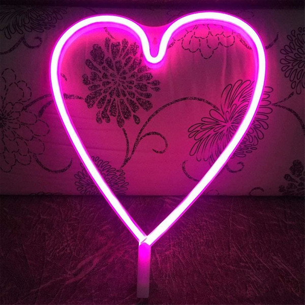 Pink Hjerteformet Neon Lysende Lys Egnet Til Bryllup Fest Soveværelse
