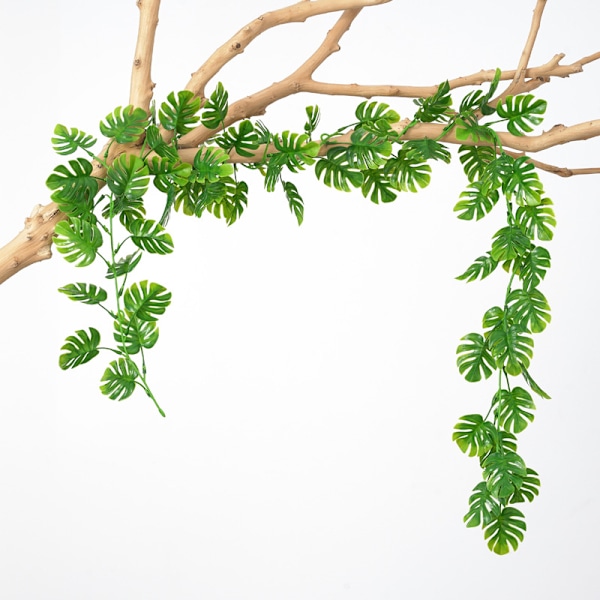 Kunstig vedbend guirlande - kunstig falsk tropisk monstera palmeblad