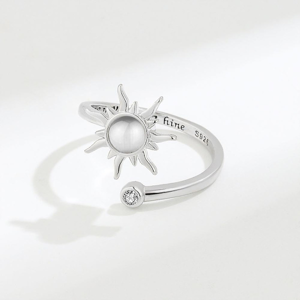 Fidget Ring til kvinder og piger - Åben justerbar ring mod angst - Solsikke, tusindfryd, månesten, stjerne, kno - Spinnerringe