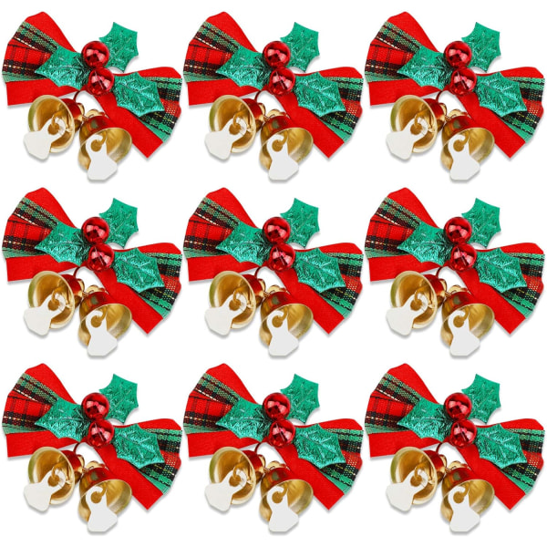 24pcs Christmas Bow with Bells Christmas Wreaths Bows Mini Christ