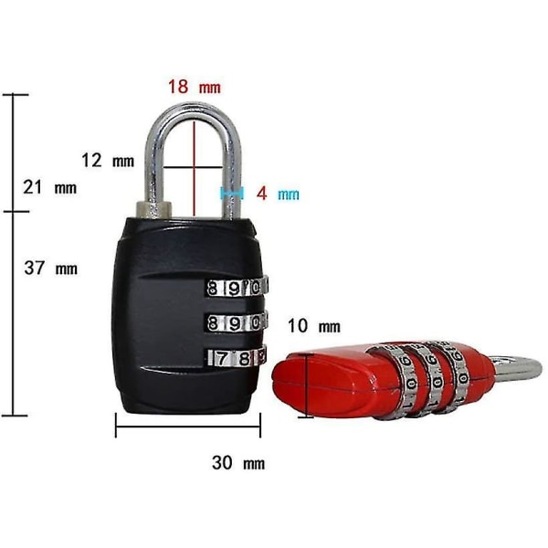Bagasjekombinasjonslås Reisehengelås Kodelåser Gymskap Sportsbagasje