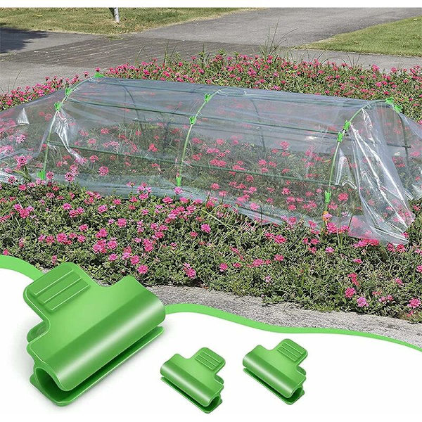 35 stycken växthusklämmor, täckradfilm, växthusklämma, växthusklämma, täckradfilm växthusfilm, plastnät tunnelbåge klämma, för växthus, ram, skydd (grön)