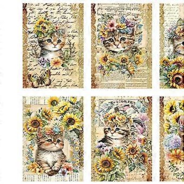 30 Ark Dekorationsmaterial Papper Fint Mönster Scrapbooking Dekorativt Papper för Dagbok Mobilskal Planerare