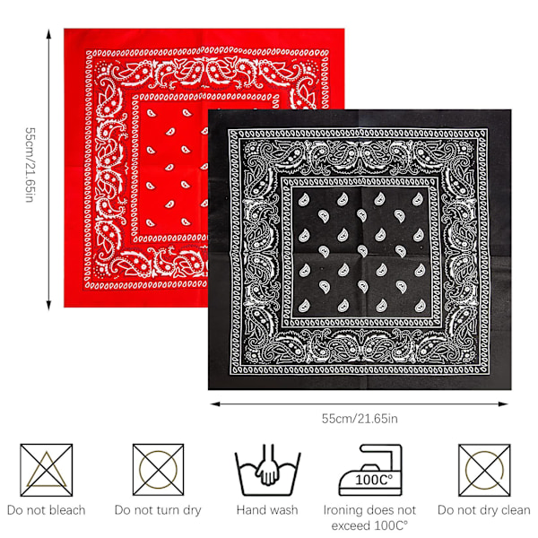 2 stk Paisley Bandanas, Hårbandanas for kvinner og menn, Multifunksjonell polyester-bomull hodeplagg