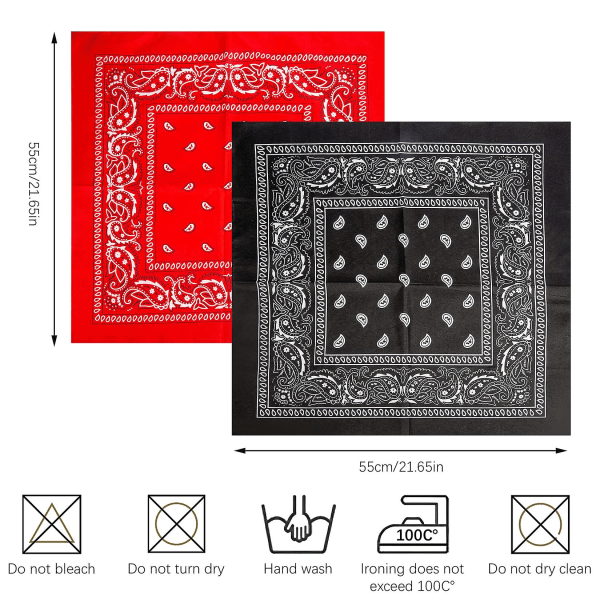 2 stk. Paisley Bandanas, Hårbandanas til kvinder og mænd, Multifunktionel Polyester-bomuld Hovedtørklæde