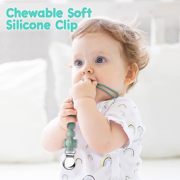 Napphållare i silikon med design i ett stycke, 3-pack BPA-fria napphållare för baby pojke/flicka