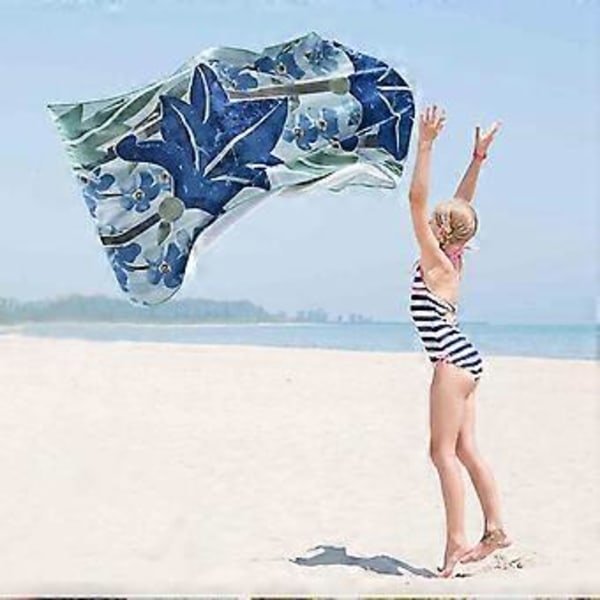 Mikrofiber Strandhåndklæde Super Let Farverigt Badehåndklæde Sandtæt Strandtæppe Multifunktionelt Håndklæde Til Rejser Svømmepøl 28x60 Tommer