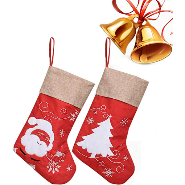 2 stycken julstrumpor - för julgodispåsar - tomte