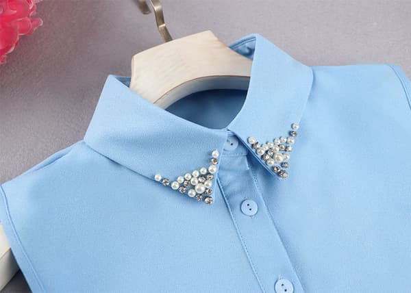 Insatskrage (1 st) blus krage med pärlor och strass