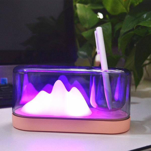Vuoren värit pöytälamppu Kasvi pöytälamppu Mini ruukkuplantaasi Ambient Light (Pink)