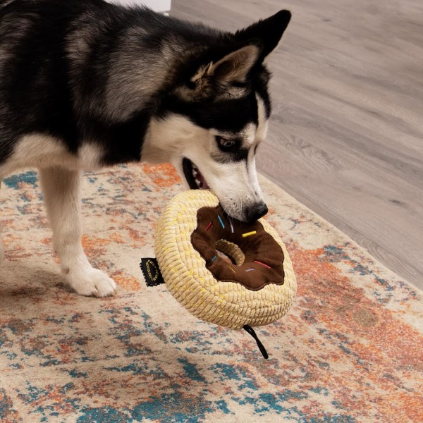 Donuts og øl holdbare plysdyr til hunde med squeaker