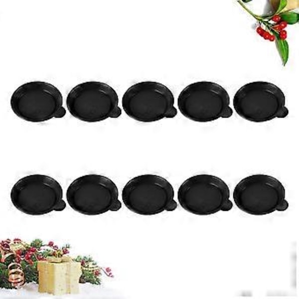 10 stk. Plast Blomsterpotte Dryppbrett Plantepottefat for sukkulenter Plantekasse Hage Balkong - 8,2 cm Diameter (Svart)