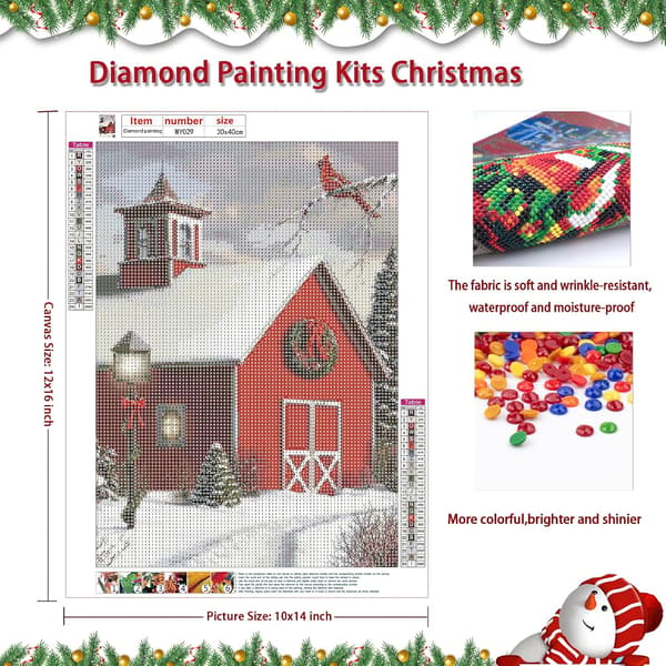 5D Diamantmaleri Kits Jul, Julefugl 5D DIY Rund Fu