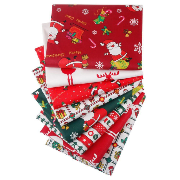 25 x 25 cm Christmas fabric, 8 cotton pieces, DIY crafts