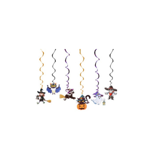 1 setti Halloween-koristeita, piirretty haamu vetää kukka spiraali riipus