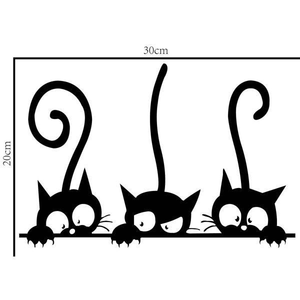 Sæt med Cute Cat Animal Theme Wall Stickers Dekor Cat Stickers til