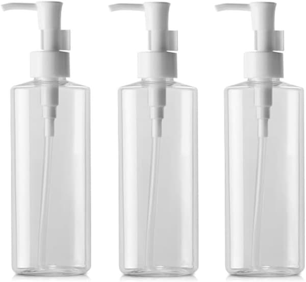 Klara plastflaskor med pump, 50 ml påfyllningsbara dispensrar, set