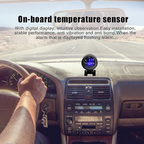 Led Digital Bil Lastbil Vatten Temp Mätare Temperatur Sensor Voltmeter Spänning 2 I 1 12.0v 24v