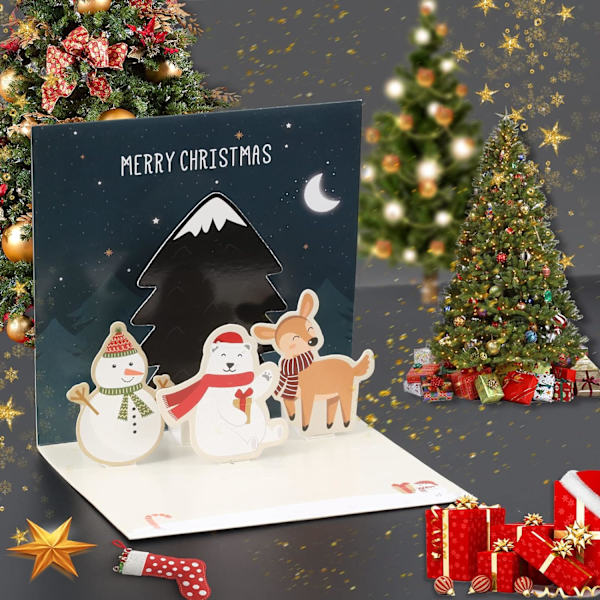 3 stk julekort, 3D julekort, Pop Up Mini Christma