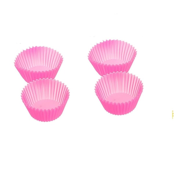 4st Återanvändbara bakkoppar i silikon, muffinsfodral Rosa