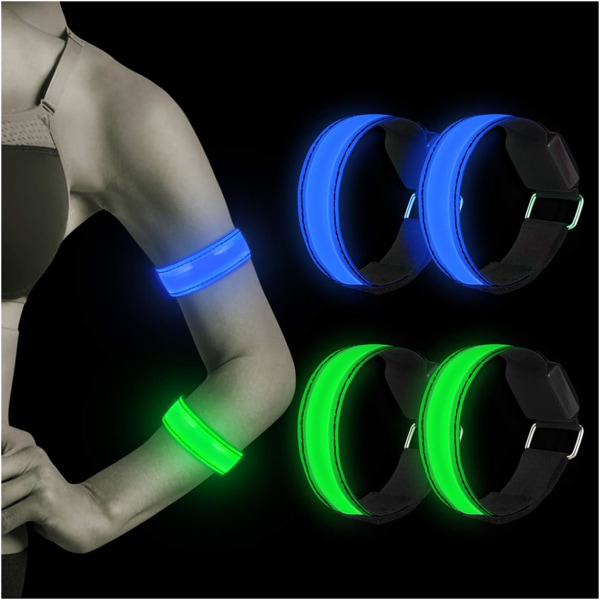 LED Wristband, 4 Pack Reflective LED Light Wristbands for Kids, N