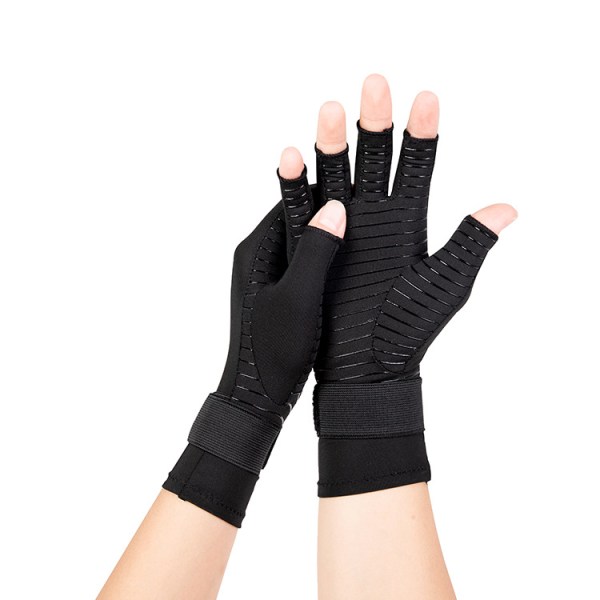 Artrit Handskar För Kvinnor och Män Fingerlösa Handskar, Bästa Kopparhandskar (Storlek L/XL)