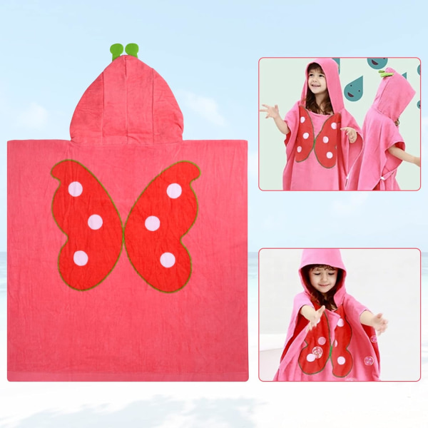 (Butterfly) Handduk för barn Poncho Handduk Hooded Simhanddukar Så