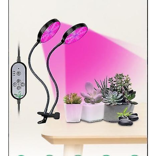 Grow Light, Usb 3w Dual Head Timing 40 Led Grow Light Bulbs Full Spectrum Auto On And Off With 3/9 / 12h Timer 5 Dimming Levels Clip-on Desk Grow Ligh