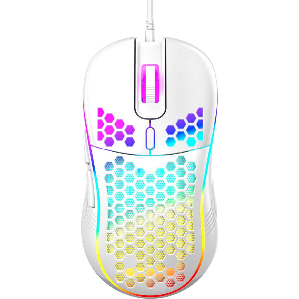 Wired Honeycomb Gaming Mouse, RGB-baggrundsbelyst og 7200 justerbar DPI