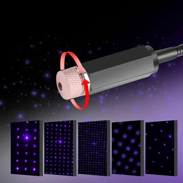 2 kpl USB-tähtivaloprojektoria, automaattiset tunnelmavalot LED Roo