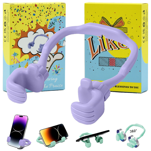 2 Christmas thumbs up lazy phone holders, suitable for teenagers as Christmas gifts (purple)