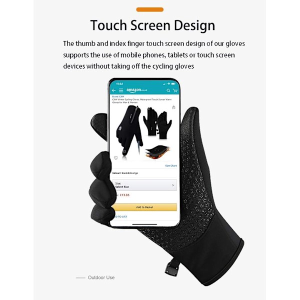 Touchscreen-cykelhandskar för män och kvinnor (svart, storlek M)