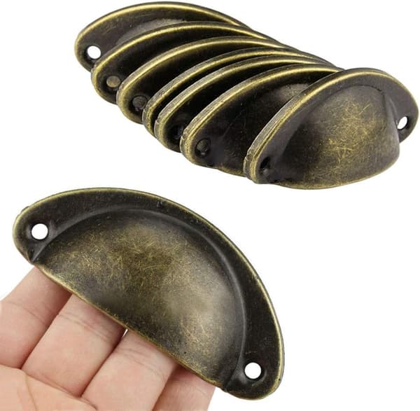 12 stk. Vintage Shell Messing Håndtag, Retro Shell Håndtag til Cabi