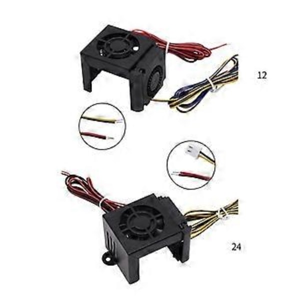för Ender 3/CR10 12V 24V Fullständigt Monterad Extruder Kylfläkt Skydd Kit Silikon 24V Ender3