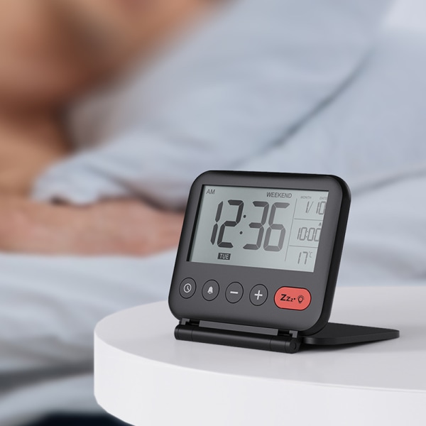 Resalarmklocka Mini Bärbar LCD Digital Klocka med Bakgrundsbelyst C