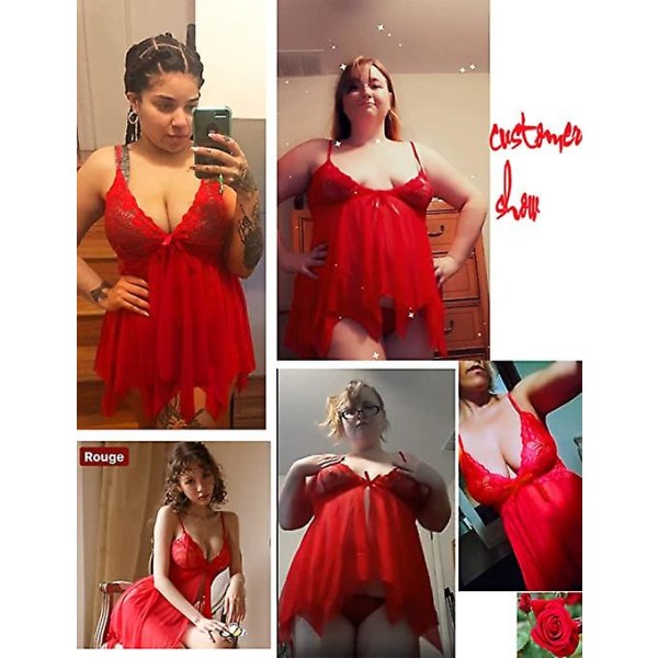 Underkläder för kvinnor Spets Slip Dress Sexiga Full Slips Nattkläder-röd S