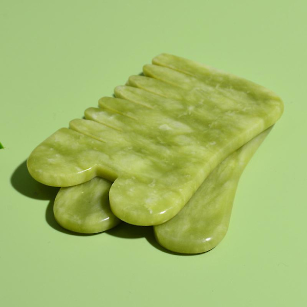 Naturlig Gua Sha-sett for ansiktsmassasje - Gua Sha-sopp i jade - Massasjekam i stein - Verktøy for akupunktur på kroppen - Skrape for skjønnhet og helse - Gouache-skrape