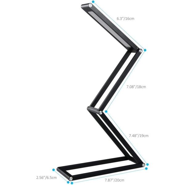 LED-skrivbordslampa, sänglampa, hopfällbar bordslampa i aluminium, trådlös