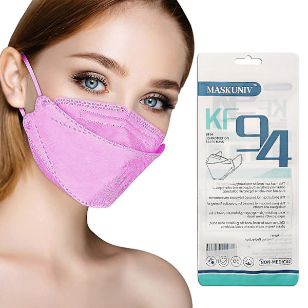 50 st engångsmunskydd Kf94-masker Anti-damm ansiktsmasker Vuxna Färgglada Kf94-skyddsmasker（Rosa）