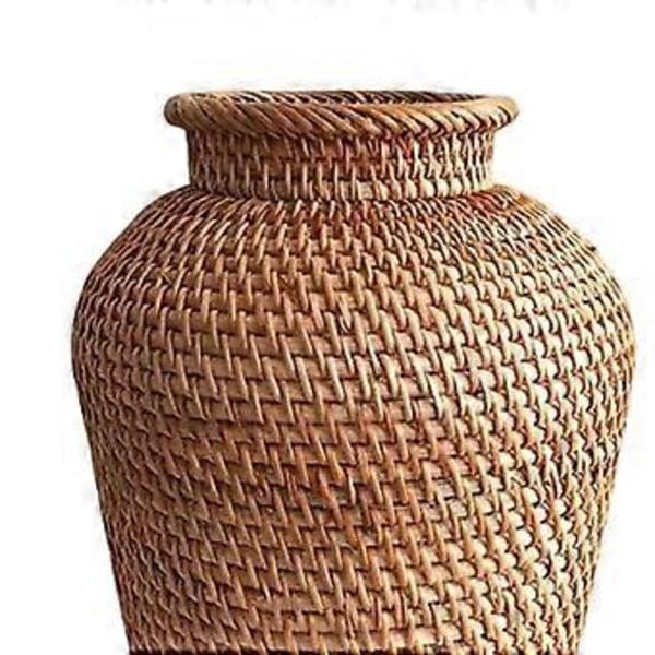 Retro Rattan Blomkruka Buketthållare Dekorativ Korg s()