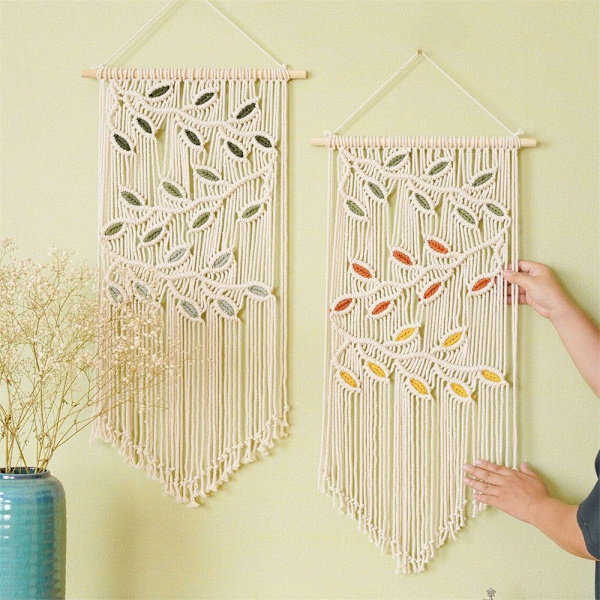 A，Käsinkudottu seinävaate Macrame-seinävaate